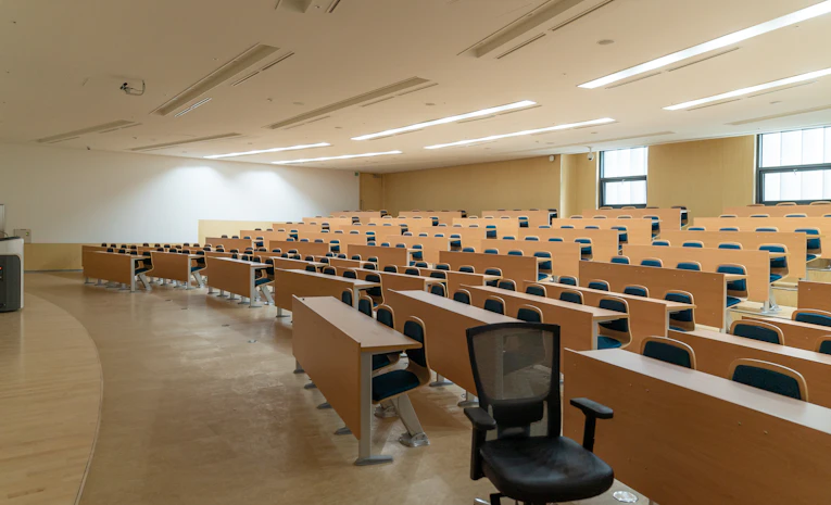 Empty university lecture hall, representing choosing the right university course